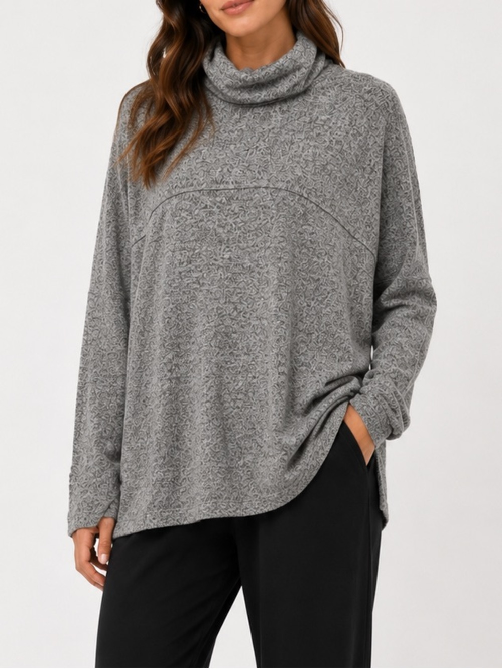 Aerie Gray Slouchy Oversized Sweater Turtleneck Soft Pullover Long Sleeve Small